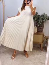 Full Size Pleated Round Neck Maxi Dress Plus Size OutfitFlow